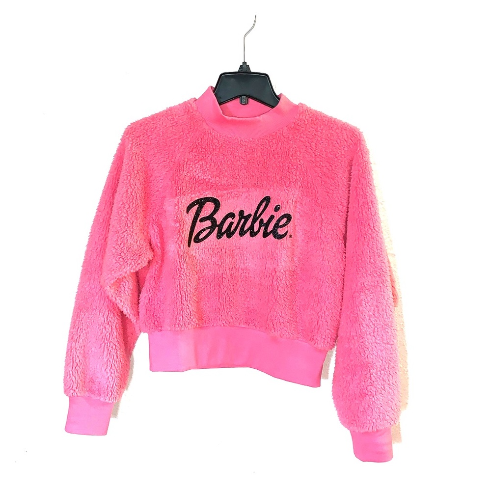 BARBIE fuzzy cropped sweatshirt